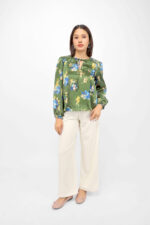 Women’s Floral Printed Smocked Neck Top - Image 5