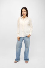 Women’s Solid Textured Shirt Top White - Image 5