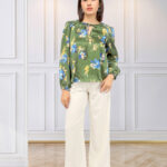 Women’s Floral Printed Smocked Neck Top