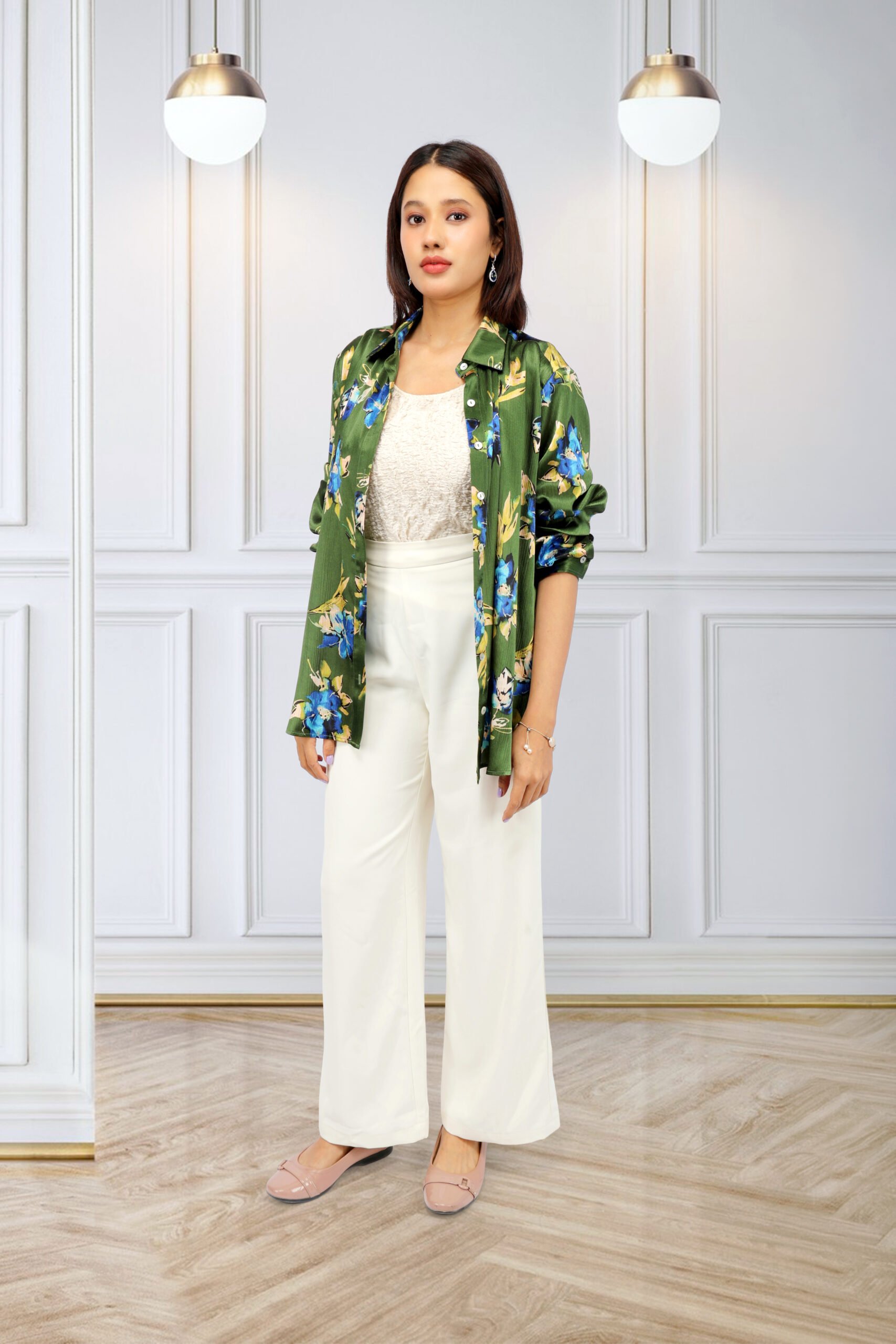 02 (2) Women’s Floral Printed Shirt Top - Image 1