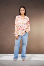 Women’s Pink with Multicolour Floral Printed Shirt / Top - Image 4