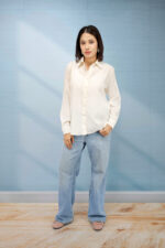 Women’s Solid Textured Shirt Top White - Image 4
