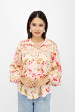 Women’s Pink with Multicolour Floral Printed Shirt / Top