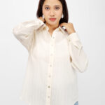 Women’s Solid Textured Shirt Top White