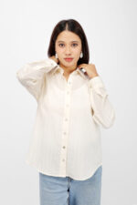 Women’s Solid Textured Shirt Top White