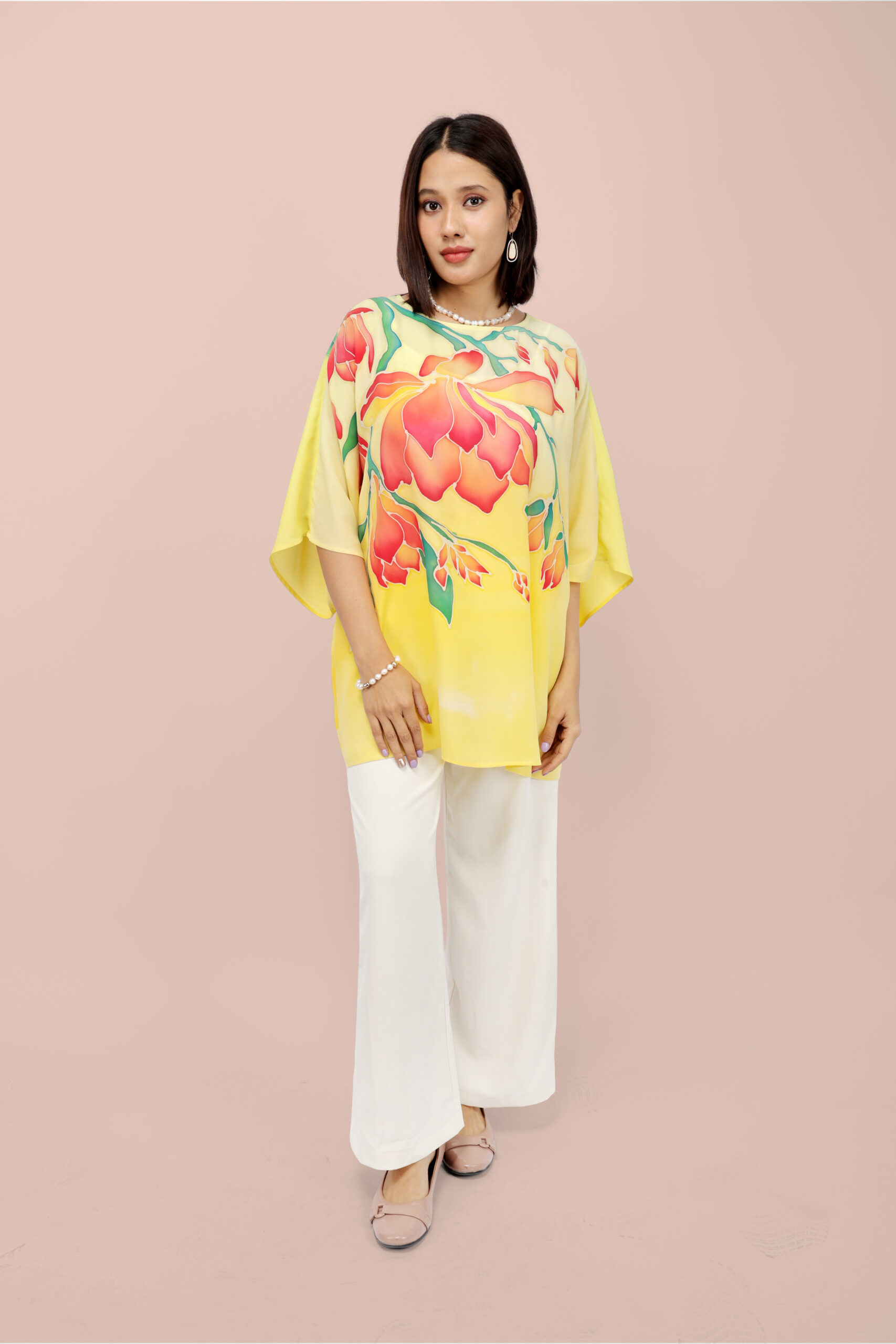 01 (19) Magnolia Art Hand-Painted Georgette Top - Image 1