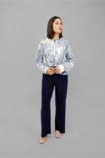 Light Blue Embroidered Sheer Cape – Sequin Detail Elegance - Image 4