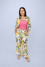 Women’s Sky Blue Floral Printed Satin Co-ord Set