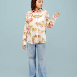 Elegant Off-White Floral Printed Shirt in Heavy Georgette