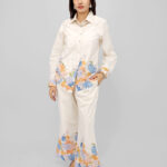 Women’s Cream Floral Printed Casual Shirt in Rayon Cotton Blend