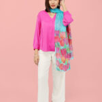 Luxury Hand Painted Tulips Silk Scarf 2 Meter Stole