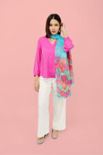 Luxury Hand Painted Tulips Silk Scarf 2 Meter Stole