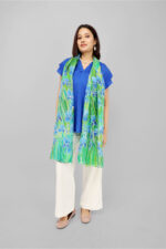 Floral Iris Hand-Painted Silk Stole 2 Meter Scarf
