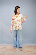 Elegant Off-White Floral Printed Shirt in Heavy Georgette - Image 2