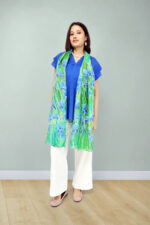 Floral Iris Hand-Painted Silk Stole 2 Meter Scarf - Image 2