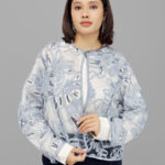 Light Blue Embroidered Sheer Cape – Sequin Detail Elegance