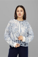 Light Blue Embroidered Sheer Cape – Sequin Detail Elegance