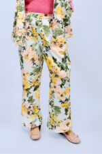 Women’s Sky Blue Floral Printed Satin Co-ord Set - Image 3