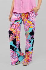 Women’s Teal Floral Printed Wide Leg Palazzo Pants - Image 2