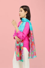 Luxury Hand Painted Tulips Silk Scarf 2 Meter Stole - Image 4