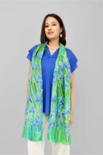 Floral Iris Hand-Painted Silk Stole 2 Meter Scarf - Image 3
