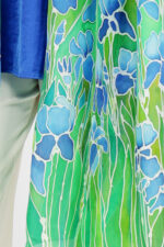 Floral Iris Hand-Painted Silk Stole 2 Meter Scarf - Image 5