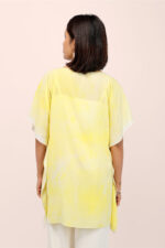 Peony Bloom Hand-Painted Kaftan Top Yellow - Image 5