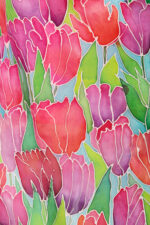 Luxury Hand Painted Tulips Silk Scarf 2 Meter Stole - Image 5