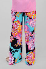 Women’s Teal Floral Printed Wide Leg Palazzo Pants