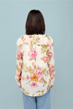 Elegant Off-White Floral Printed Shirt in Heavy Georgette - Image 5