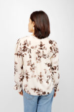 Elegant White Floral Printed Top in Heavy Georgette with V-Slit Neck - Image 2
