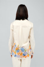 Women’s Cream Floral Printed Casual Shirt in Rayon Cotton Blend - Image 5