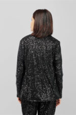 Women’s Black Sequin Open-Front Party Jacket with Collared Neck - Image 3