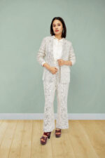 Women’s Champagne Sequin Open-Front Party Jacket with Collared Neck - Image 2