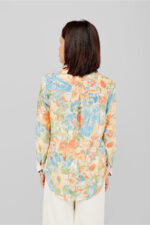 Women’s Multicolour Floral Abstract Printed Shirt Top with Gold Foil Finish - Image 6