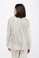 Women’s Champagne Sequin Open-Front Party Jacket with Collared Neck - Image 4
