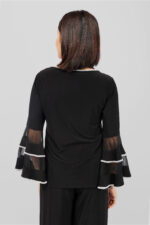 Black Bell Sleeve Co-ord Set with Rhinestone Trim – Elegant Top & Palazzo Set - Image 3