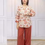 Women’s Floral Printed Cotton Linen Co-ord Set with Long Palazzo