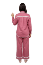 Women’s Solid Cotton Linen Long Top & Straight Palazzo Co-ord Salmon Pink - Image 2
