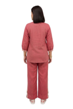 Women’s Solid Cotton Linen Long Top & Palazzo Co-ord Set - Image 2