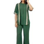 Women’s Solid Cotton Linen Long Top & Straight Palazzo Co-ord Set